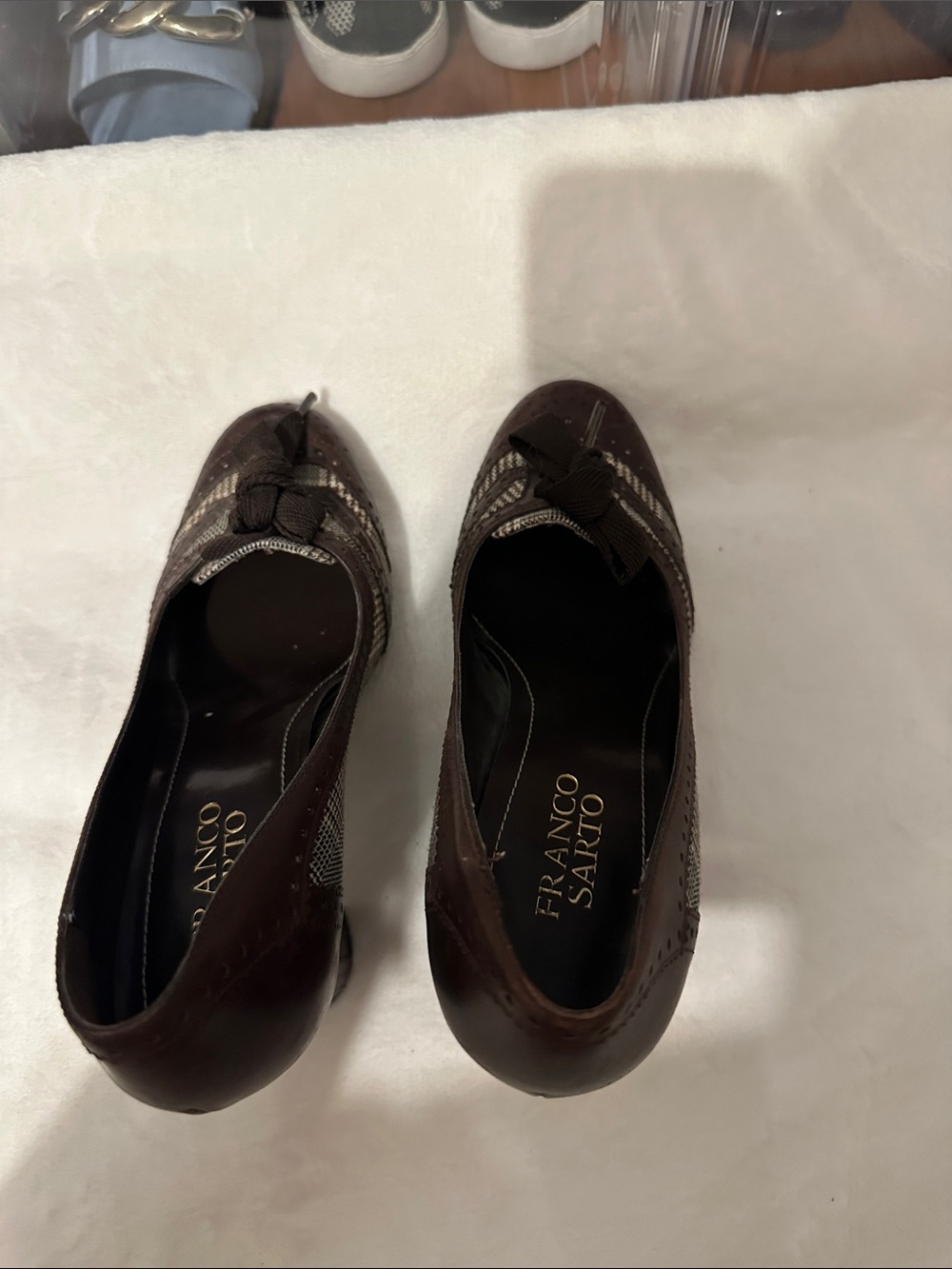 Franco Sarto Brown Plaid Bow Pump - Picture 4 of 12